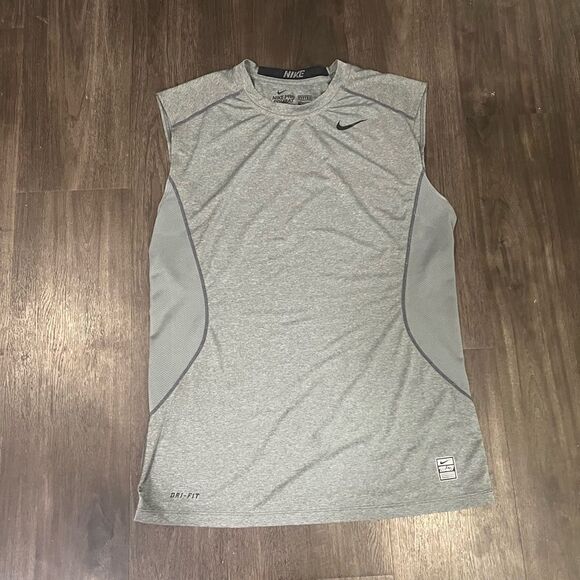Nike Mens Pro Combat Dri-fit Grey Fitted Tank Top - Picture 2 of 8